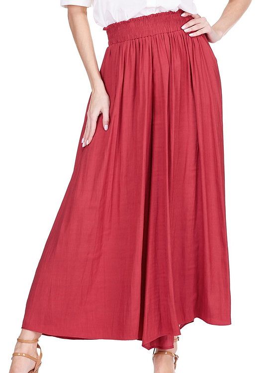 Joy Joy 74Q7479 Wide Leg Culotte Pant-Wine
