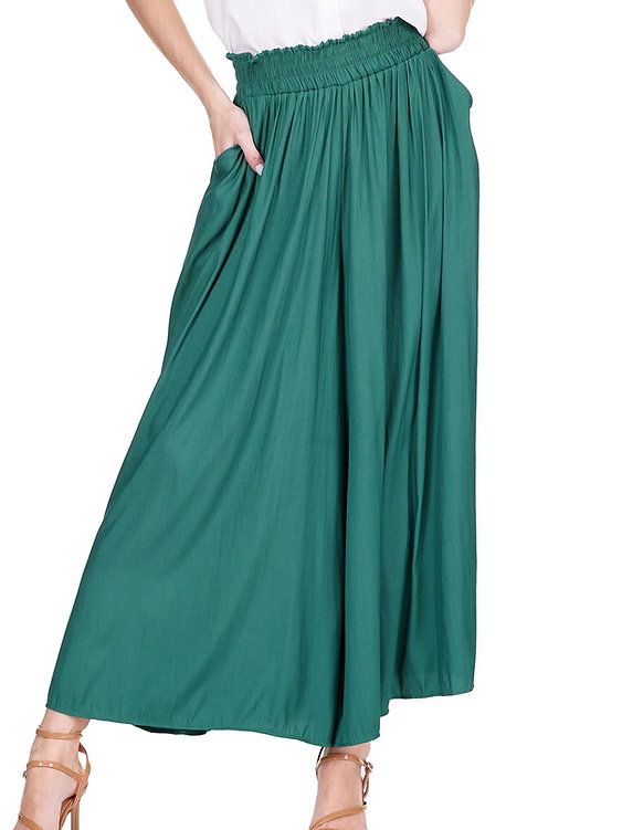 Joy Joy 74Q7479 Wide Leg Culotte Pant-Emerald
