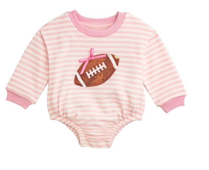 MudPie 10710192 Sequin/Stripe Football Bubble 