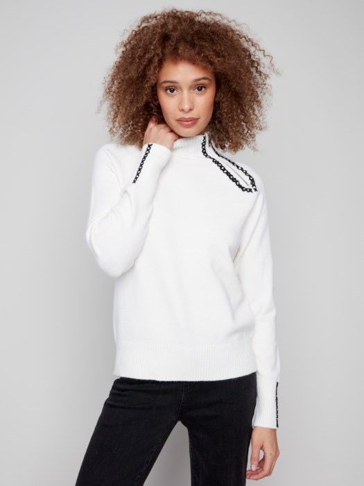 Charlie B C2938E/736A PlushSweater-Ecru