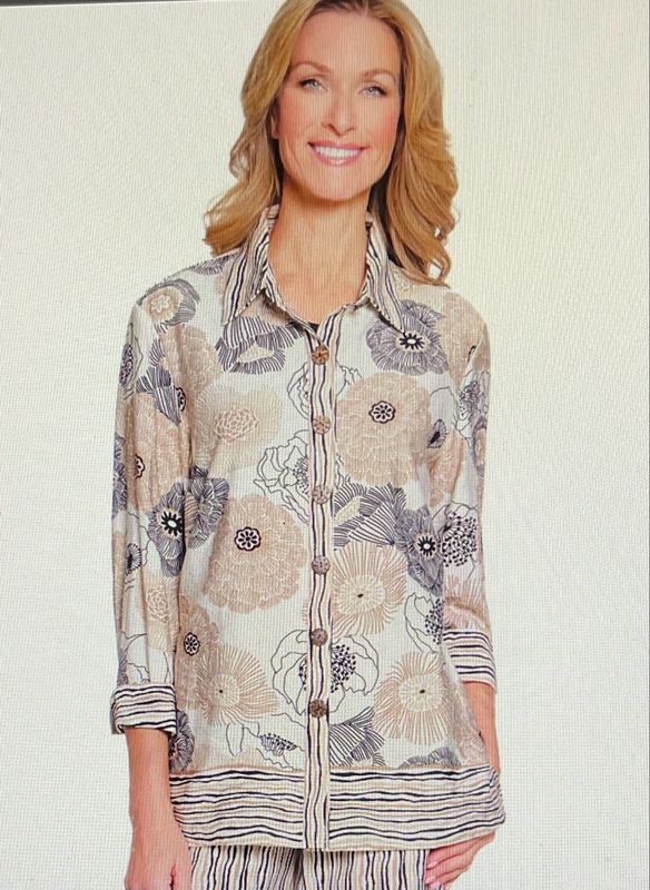 Multiples M35304BM 3/4 SLV Button Front Shirt