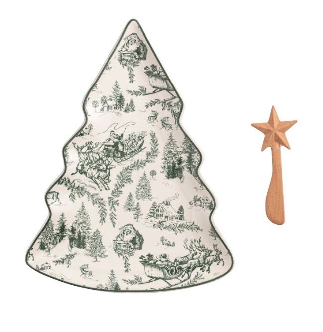 MudPie 40700865 Green Toile Tree Platter