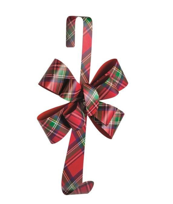 MudPie 41290007 Tartan Metal Bow Wreath Hanger