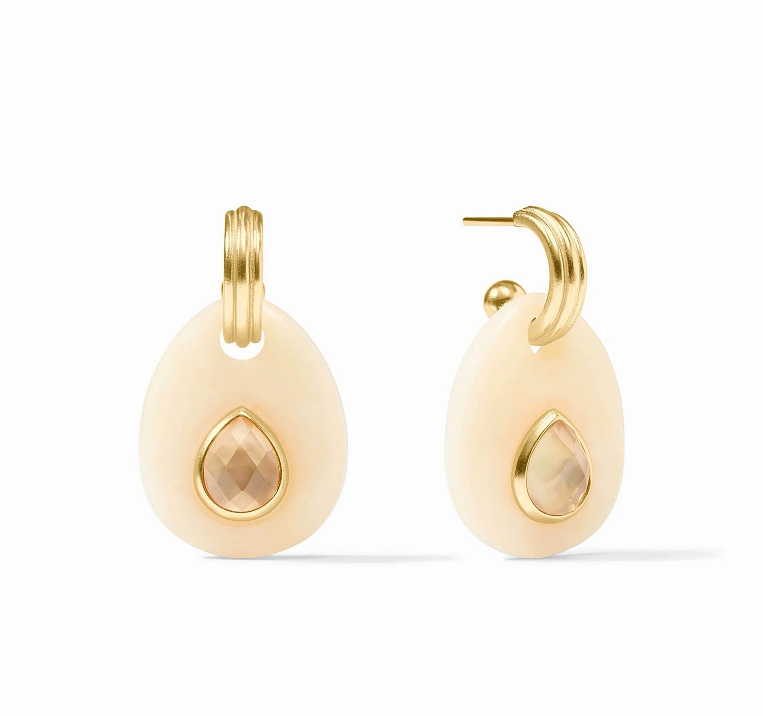 Julie Vos ER1006GAIV00 Carnaby Hoop &amp; Charm Earring-Ivory O/S