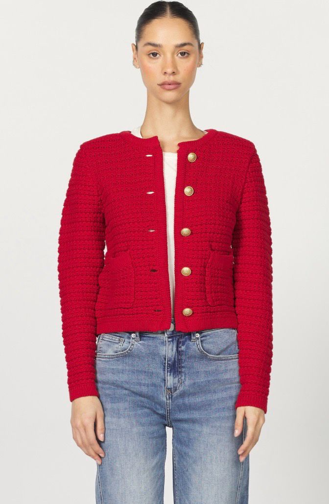 Dear John DSW3099SSA Cambria Button Cardigan-Salsa