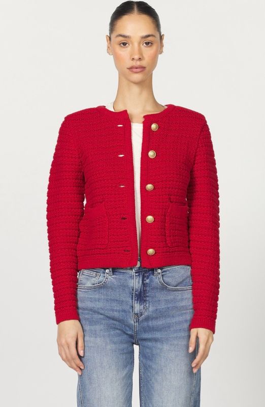 Dear John DSW3099SSA Cambria Button Cardigan-Salsa