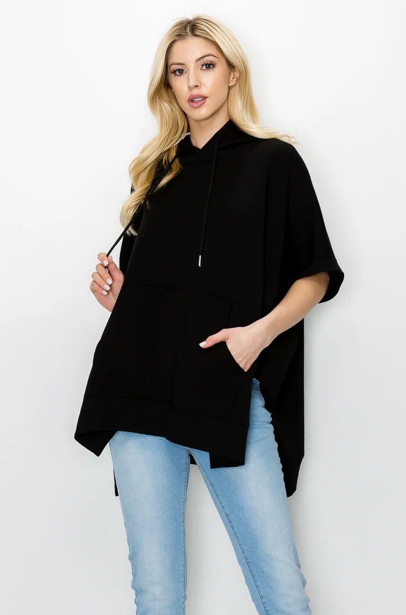 Joh. 52314 Fleta Oversized Poncho Hoodie-Black