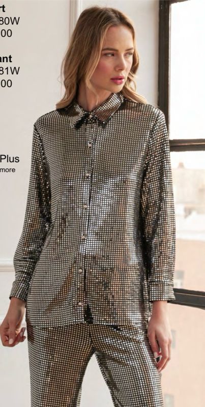 Joh. 55780 Jen Woven Sequin Top-Silver