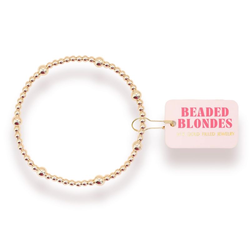 Beaded Blondes Olive Bracelet-Gold Extended 7.25&quot;