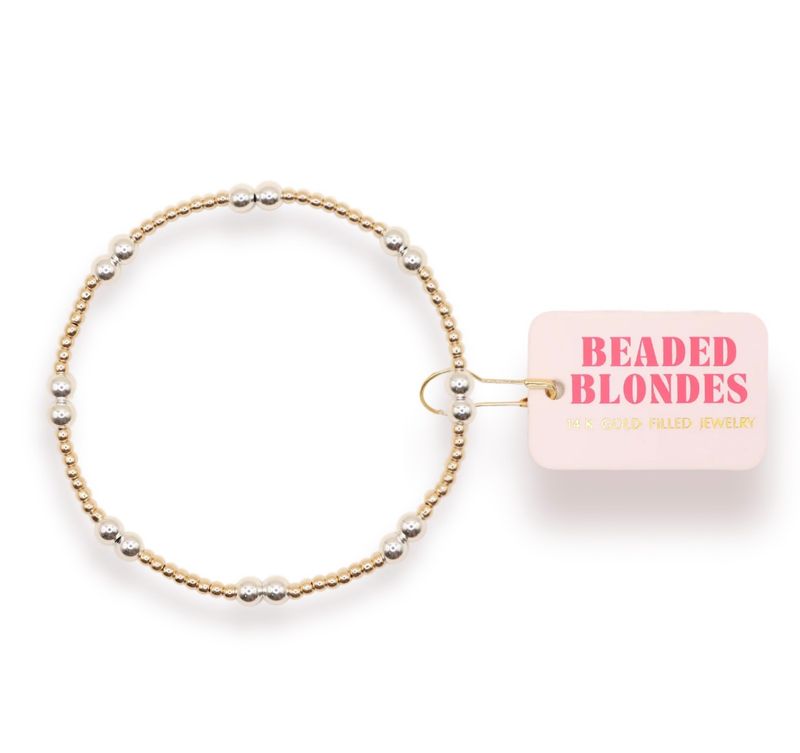 Beaded Blondes Leah Bracelet Gold w/Silver Extended 7.25&quot;