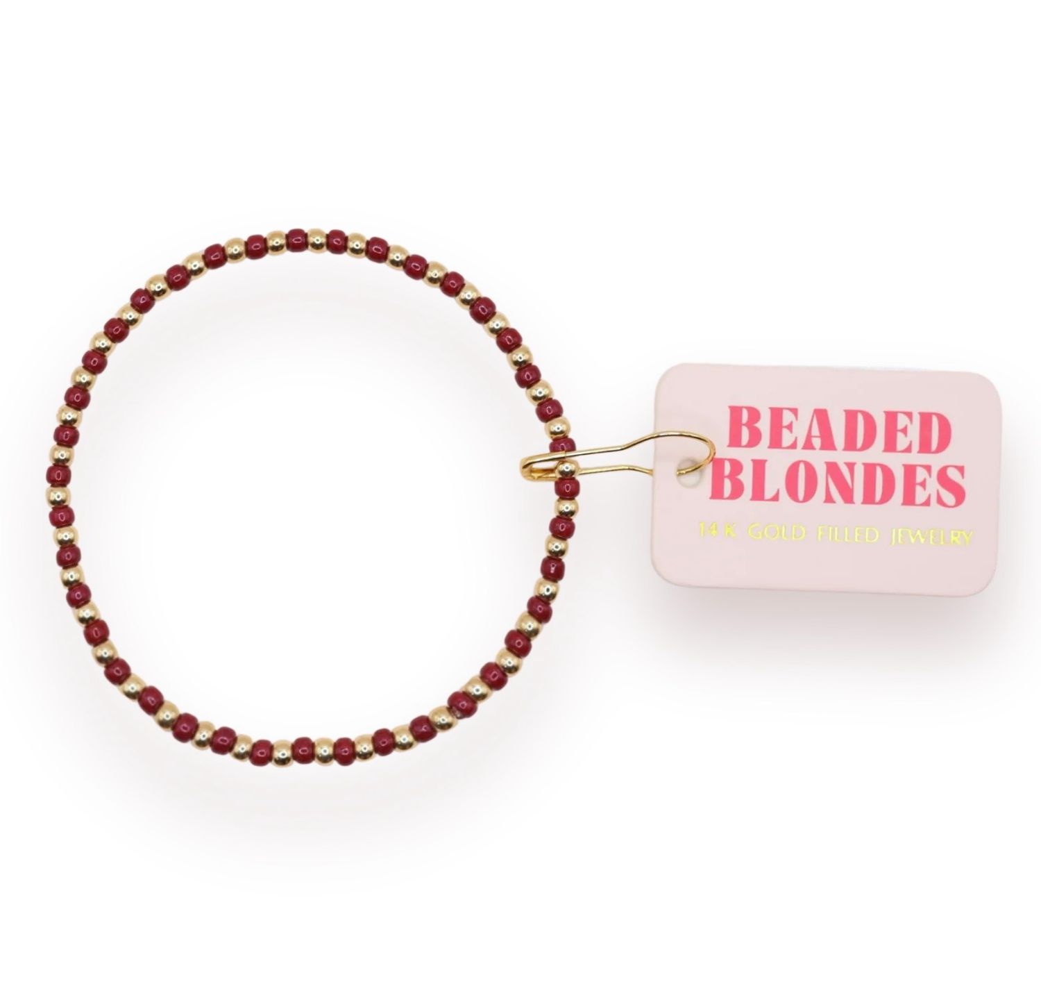 Beaded Blondes Demi Bracelet in Maroon/Gold 6.75&quot;