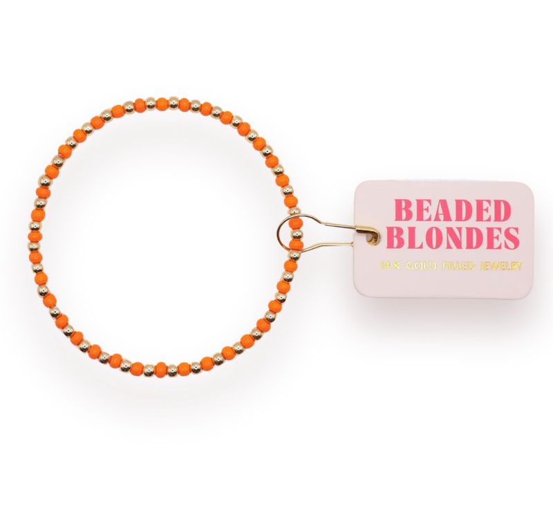 Beaded Blondes Demi Bracelet Orange &amp; Gold 6.75&quot;