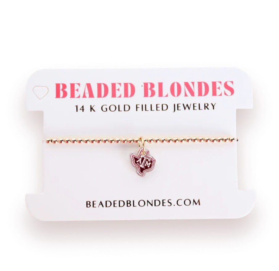 Beaded Blondes A&amp;M Charm Bracelet Gold 6.75&quot;