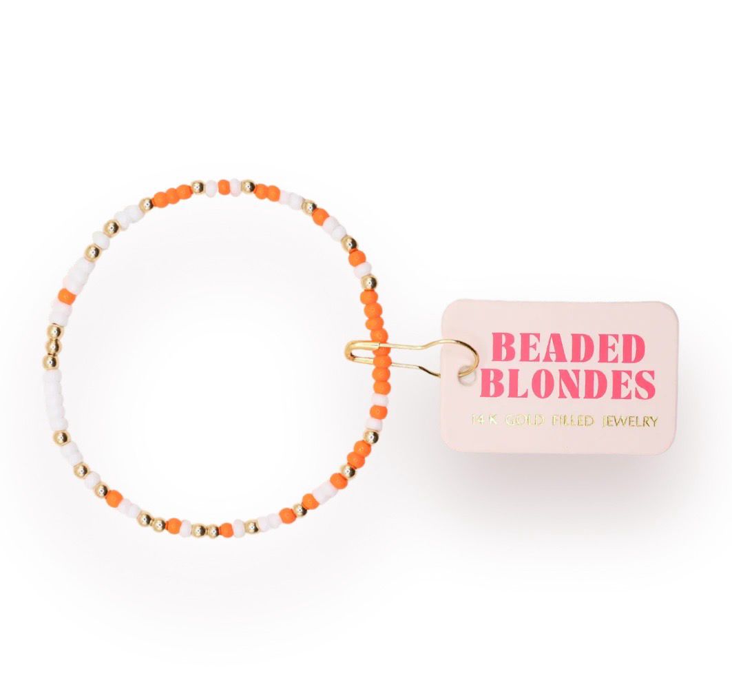 Beaded Blondes Orange &amp; White Game Day Sprinkle 6.75&quot;
