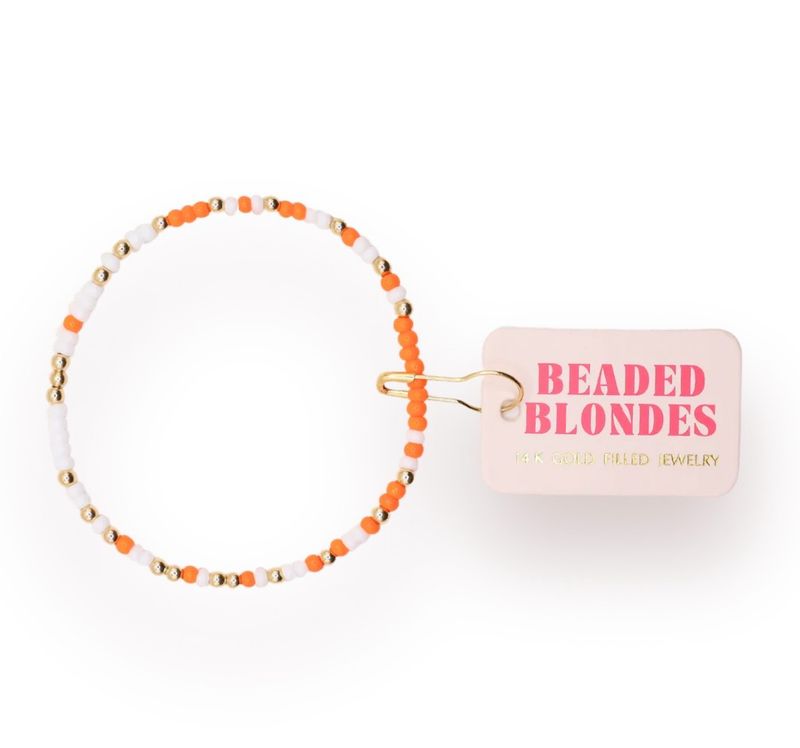 Beaded Blondes Orange &amp; White Game Day Sprinkle 6.75&quot;