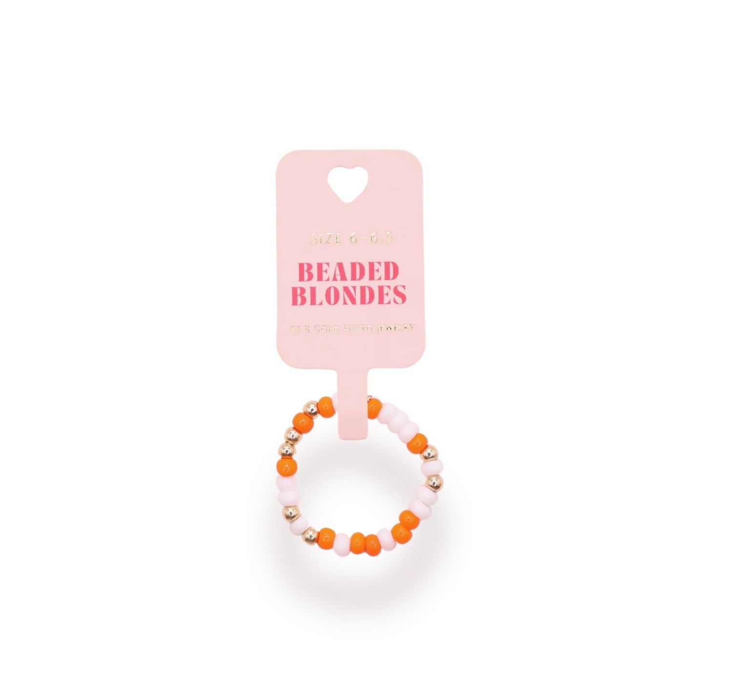 Beaded Blondes Orange &amp; White Sprinkle Ring