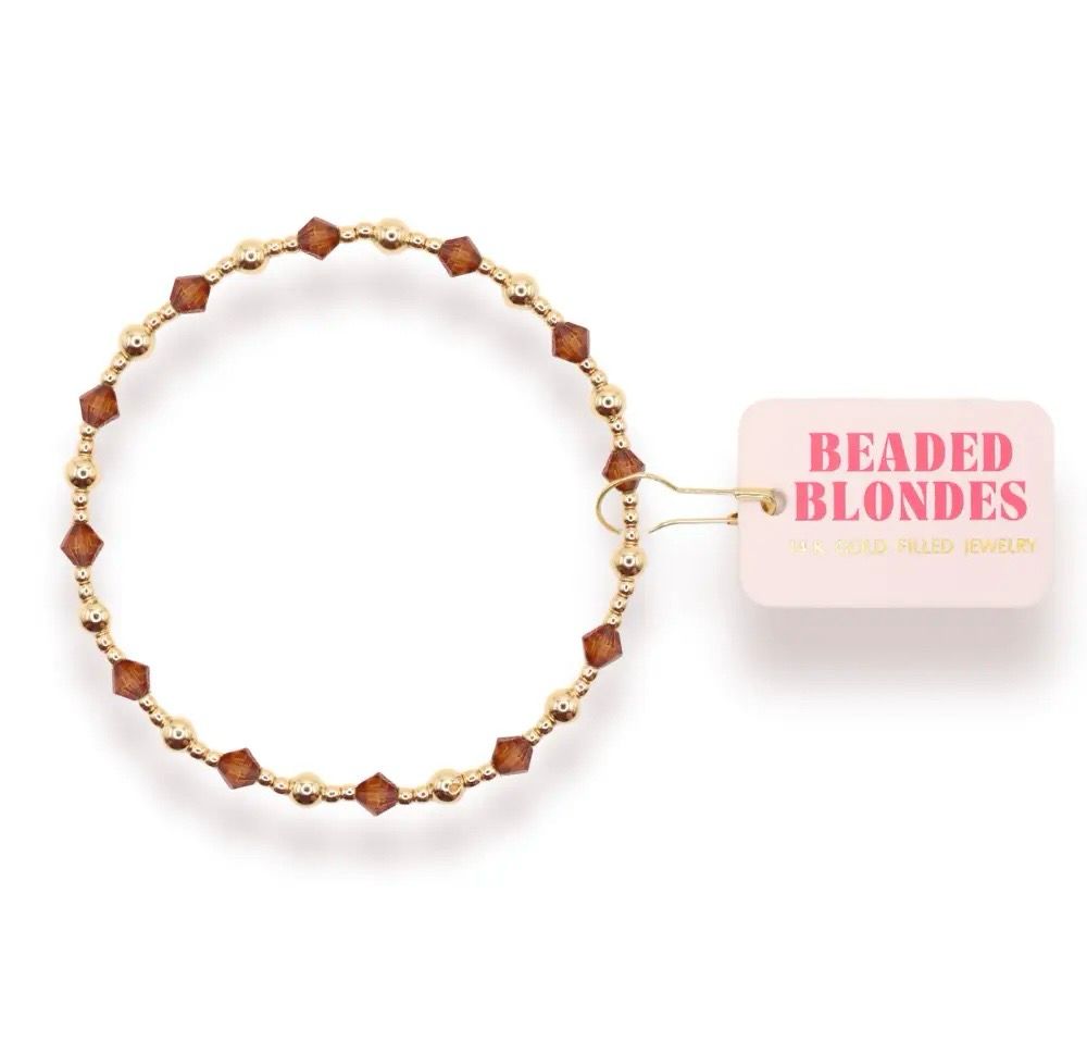 Beaded Blondes Burnt Orange June Bracelet 6.75&quot;