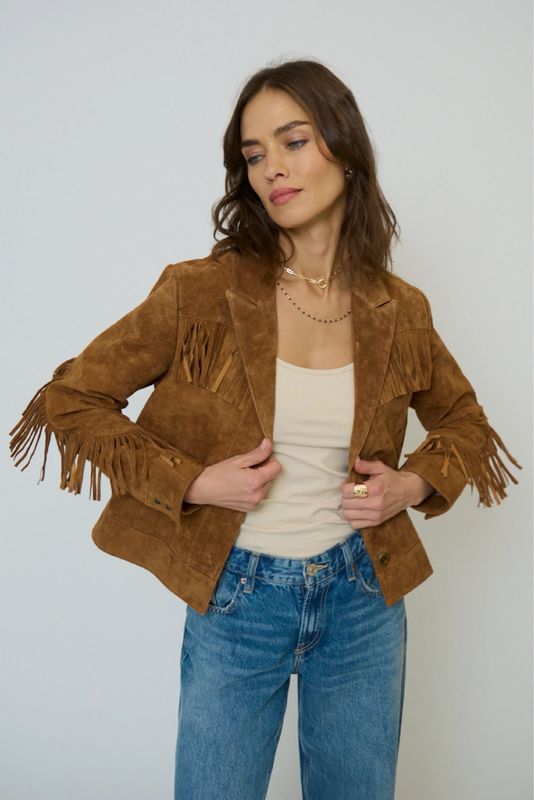 West of CentralParkWest Atlas Suede Fringe Blazer