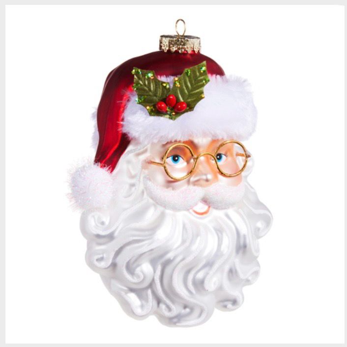 RAZ 4352897 Santa w/Glasses Ornament 6.5”