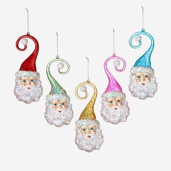 180 Degrees NT0804 Santa Swirl Hat Ornaments Glass