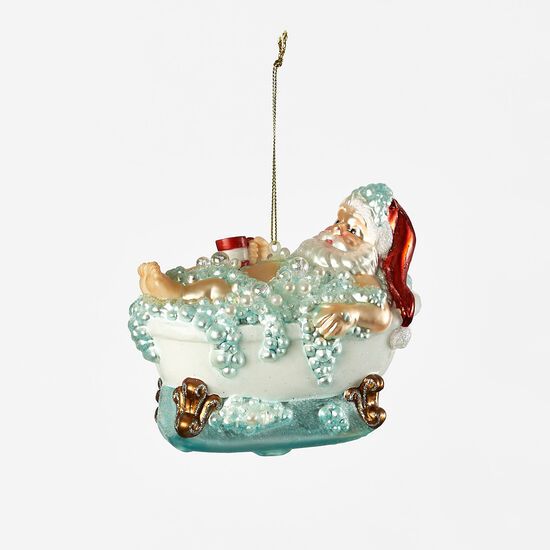 180 Degrees TT1141 Glass Santa Bathtub Ornament