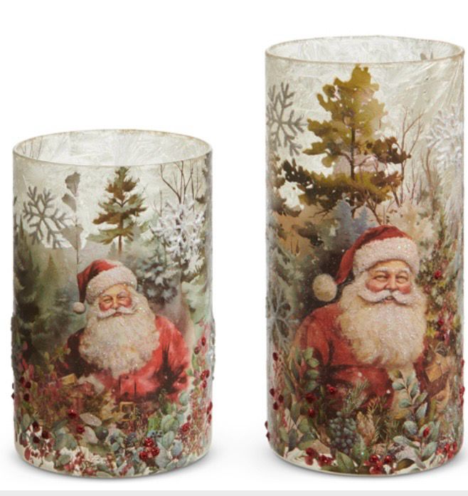 RAZ 4524999 Set of 2 Forest Santa Containers 8&quot;
