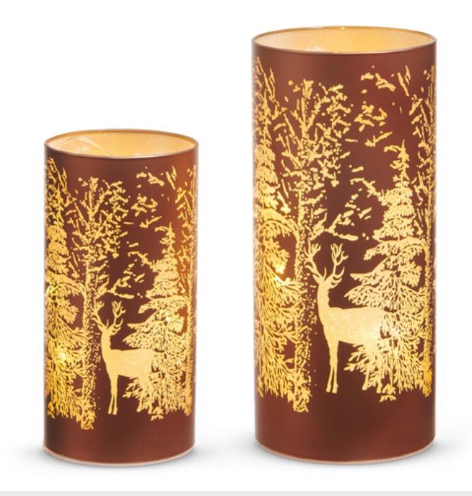 RAZ 4550176 Set of 2 Lighted Forest Tree Lanterns 8&quot;