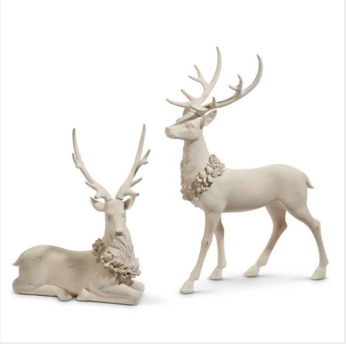 RAZ 4512104 Set of 2 Cream Resin Deer 28.5&quot;