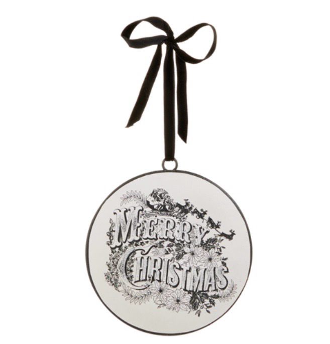RAZ 4536523 Vintage Merry Christmas Disc Ornament 6&quot;