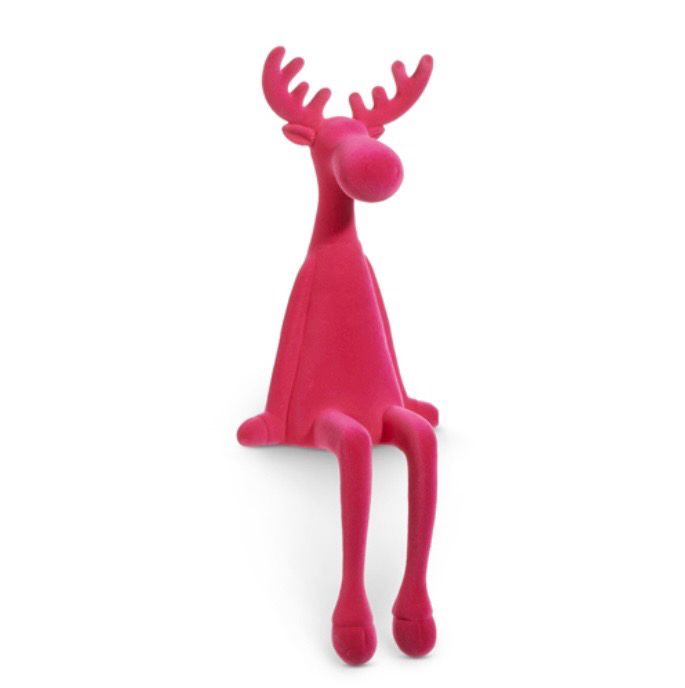 RAZ 4540899 Hot Pink Flocked Sitting Moose 19”