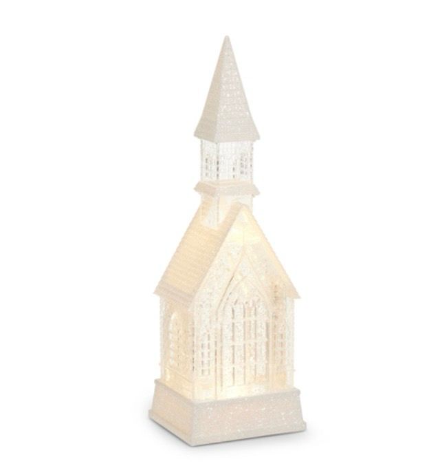 RAZ 4500760 Lighted Swirling Glitter Church 