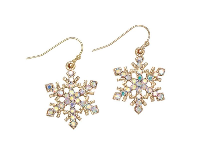 Periwinkle by Barlow 8120833 Gold Snowflake w/AB Crystals-Earrings