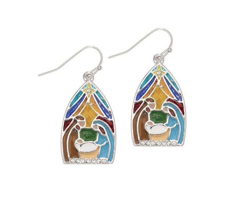 Periwinkle by Barlow 8120335 Stained Glass Nativity Earrings