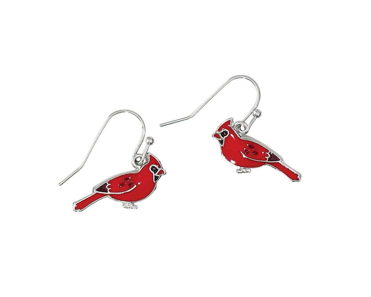 Periwinkle by Barlow 8108483 Red Enamal Cardinals on Wires Earrings