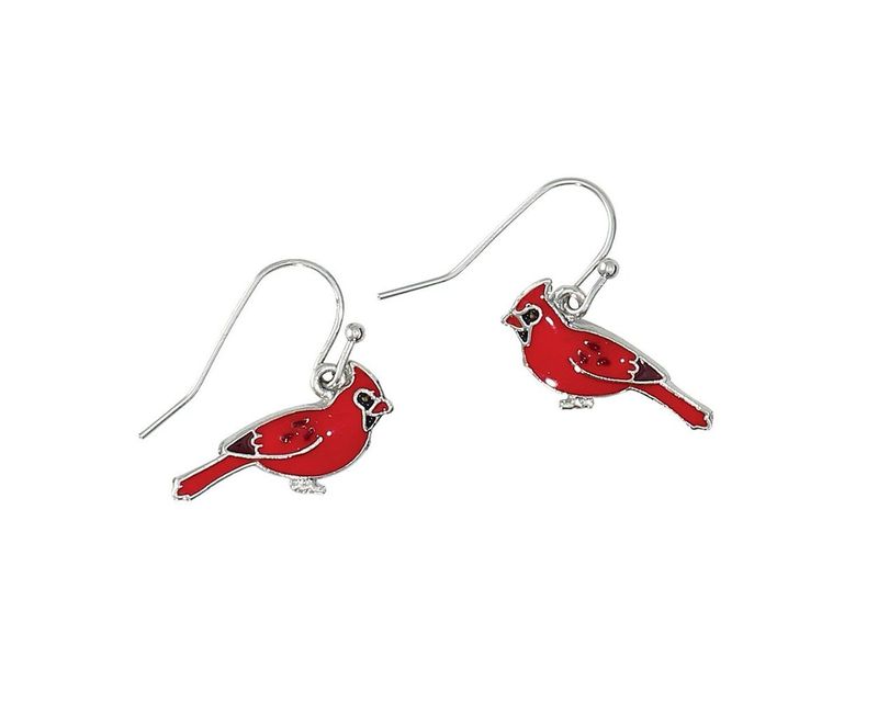 Periwinkle by Barlow 8108483 Red Enamal Cardinals on Wires Earrings