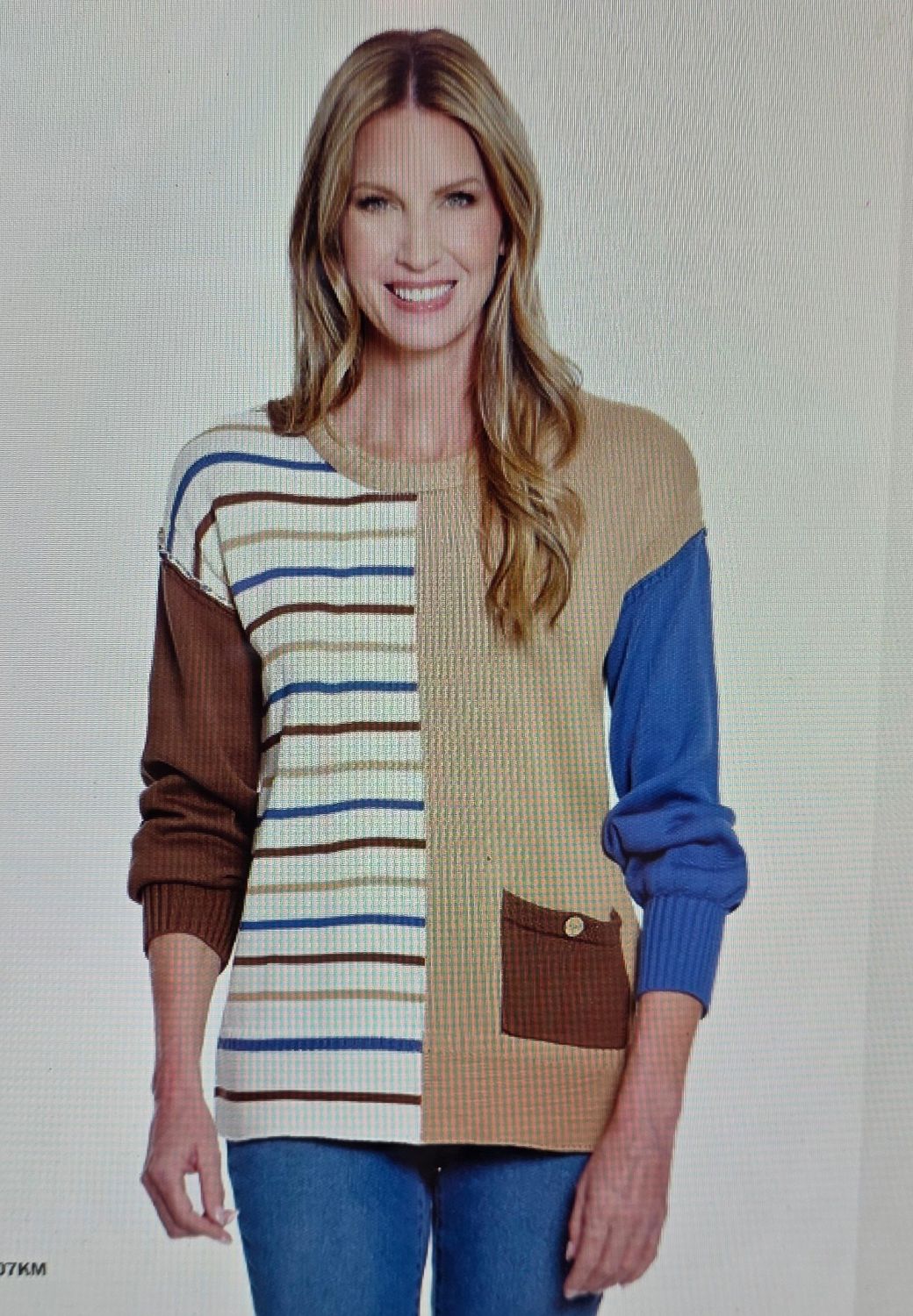 Multiples M45307 Cuffed Crew Sweater-Multi