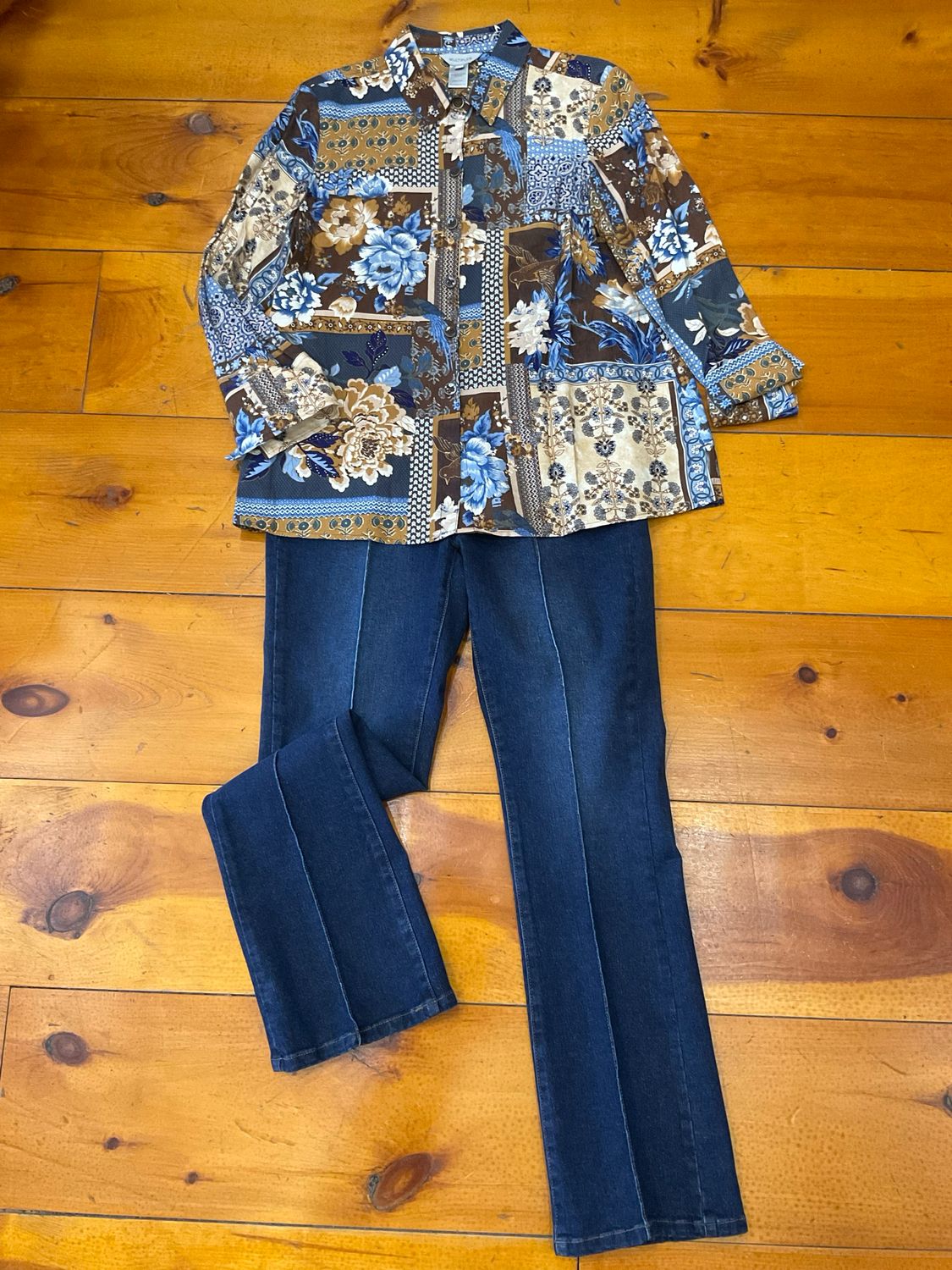 Multiples M45301BM 3/4 SLV Zip Back Shirt