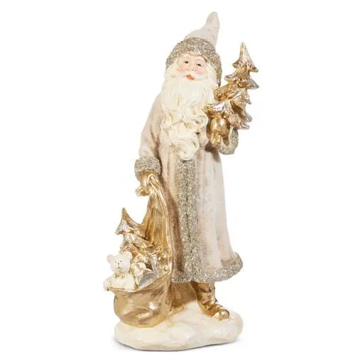RAZ 4512242 Silver Woodland Santa-14&quot;