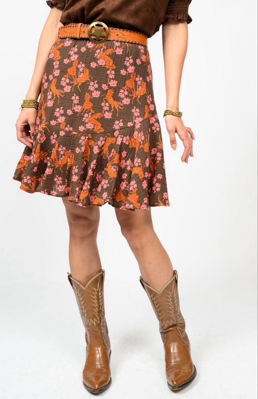 Ivy Jane 530025 Horsing Around Skirt-Chocolate