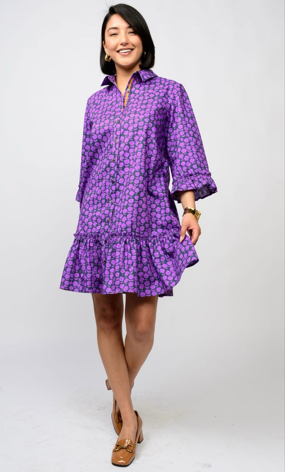 Uncle Frank 73657 Puffy Daisy Dress-Navy