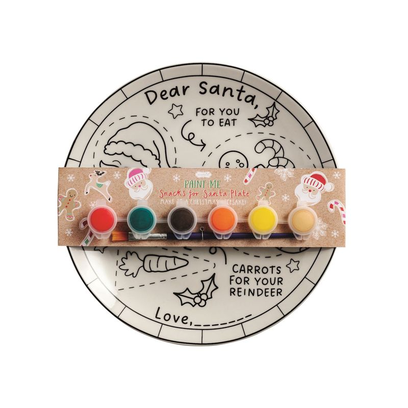 MudPie 12200001 DIY Paint-Me Snacks of Santa Plate Set-Ceramic