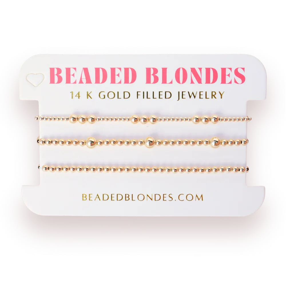 Beaded Blondes Say ILY stack in Gold-Petite 6.25&quot;