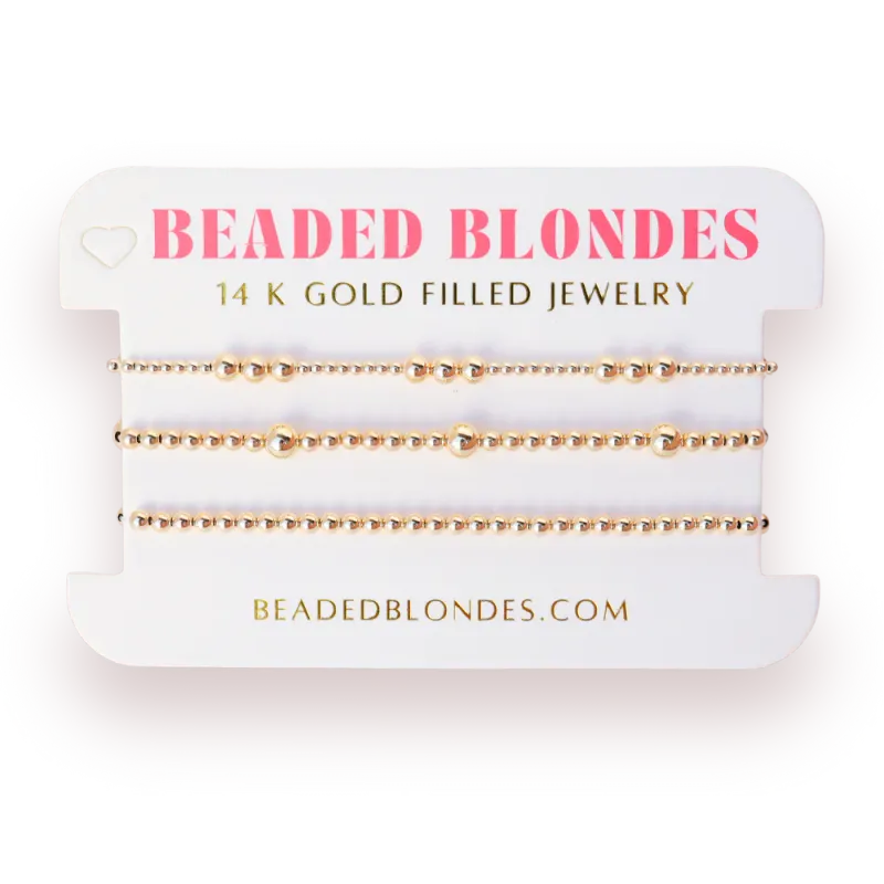 Beaded Blondes Say ILY stack in Gold-Petite 6.25&quot;