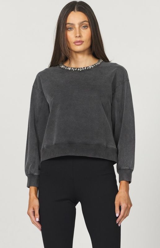 Another Love VCKN1820BKA Zella Pullover-Black Acid