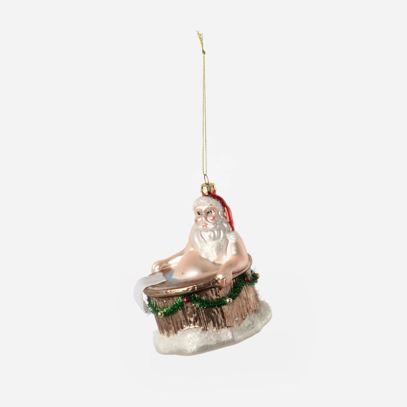 180 Degrees TT1267 Santa Hot Tub Ornament-Glass