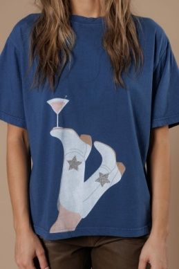 All Us Cowboy Drink Big Boy Tee-Navy