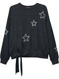 Karen Kane 3L13046 Embellished Star Tie Top-Black
