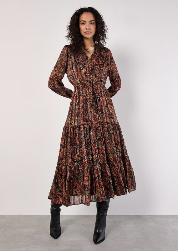 Apricot 931541 Painterly Lurex Paisley Maxi