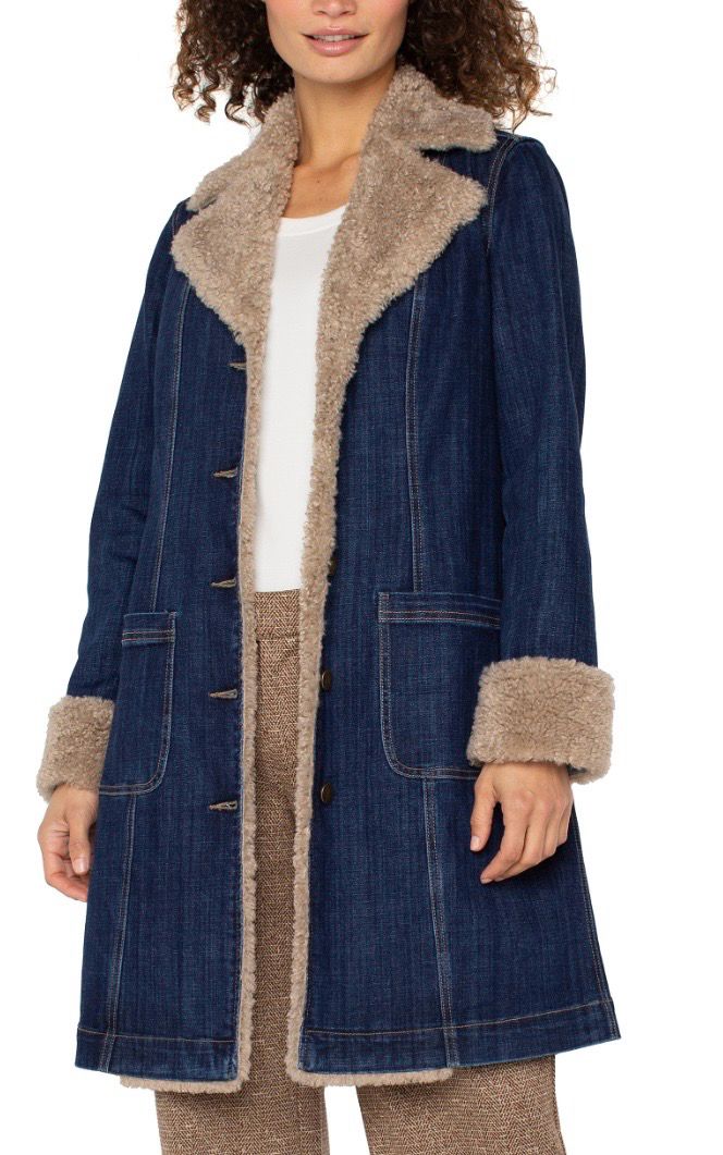 Liverpool LM1C05FH5 Sherpa Trimmed Denim Jacket