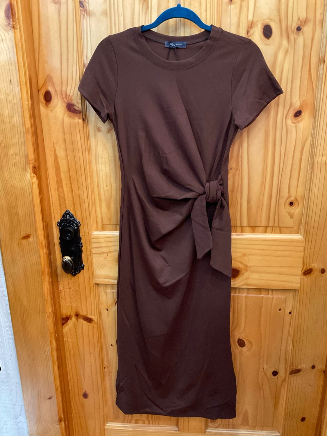 KLd. Signature KD52755 Side Tie Midi Dress-Brown